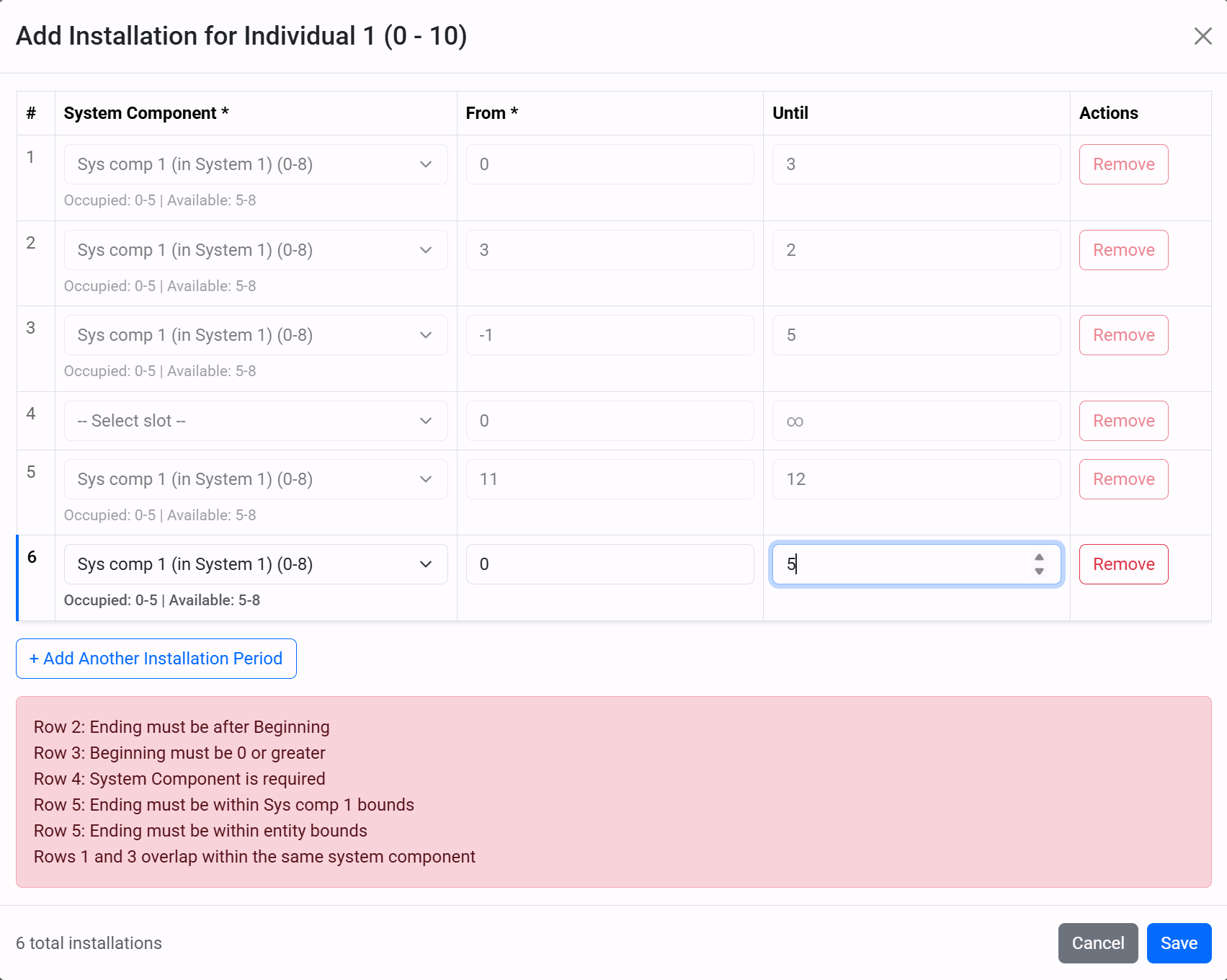 Installation Bounds Validation