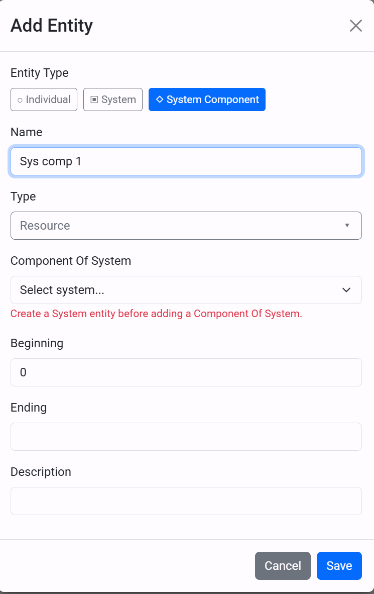 System Component Must Belong To System