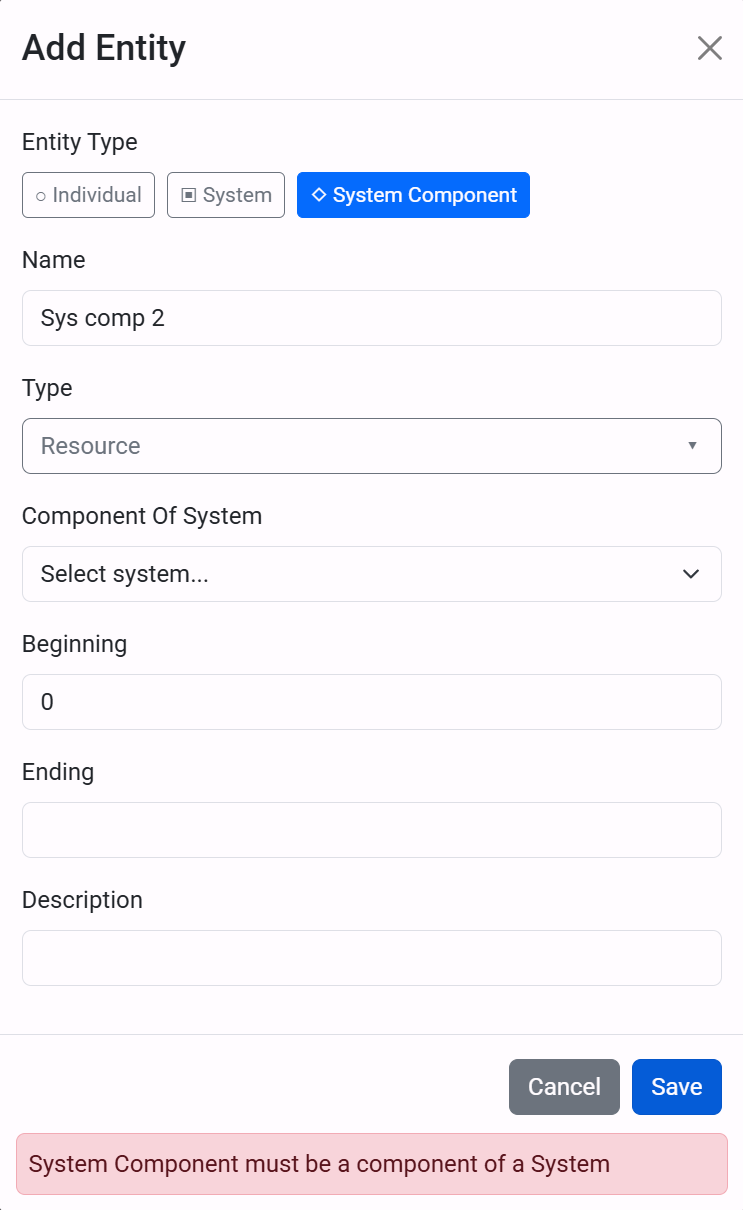 System Component Parent Required